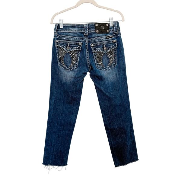 Miss Me Jeans Womens Sz 28 Medium Wash Embellished Low Rise‎ McBling Y2K Trashy - Picture 1 of 9